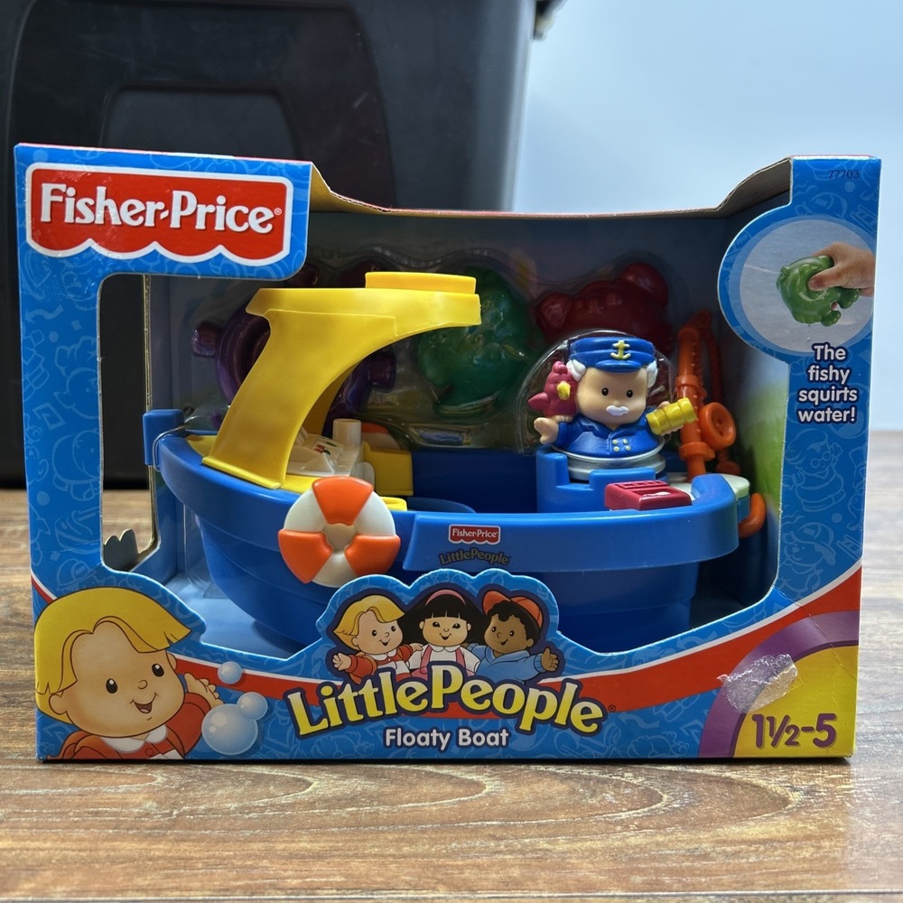 NEW 2002 Fisher Price Little People FLOATY BOAT Playset Bath Time Captain VTG
